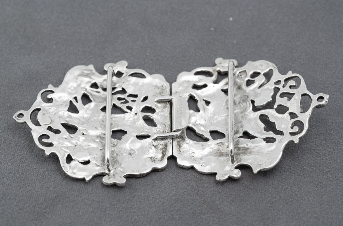 Vintage Sterling Silver Cast Nurses/Dress Buckle Stag Hunt Hallmarked 1982 (B2406)