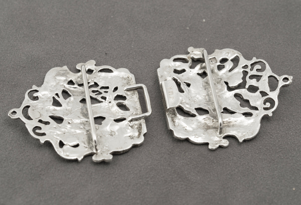 Vintage Sterling Silver Cast Nurses/Dress Buckle Stag Hunt Hallmarked 1982 (B2406)