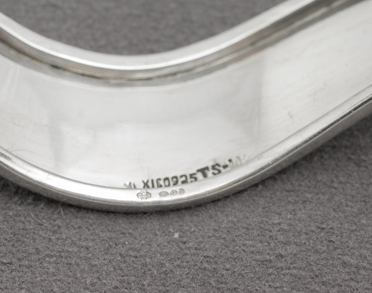 Stylish Vintage Mexican Wave Bangle Bracelet In Sterling Silver Hallmarked 1996 (B2414)