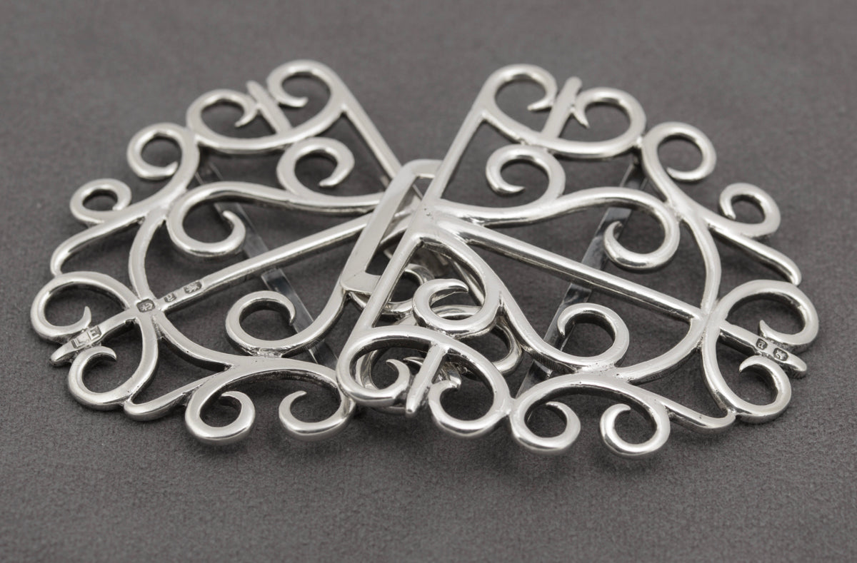 Antique Victorian Sterling Silver Wire Work Nurses Buckle Large / Heavy (B2421)