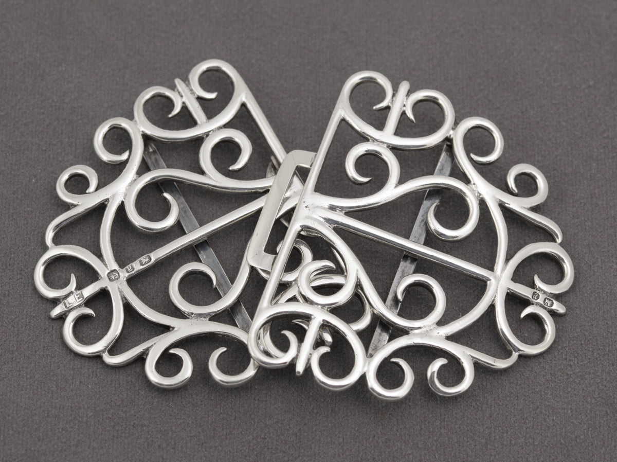 Antique Victorian Sterling Silver Wire Work Nurses Buckle Large / Heavy (B2421)