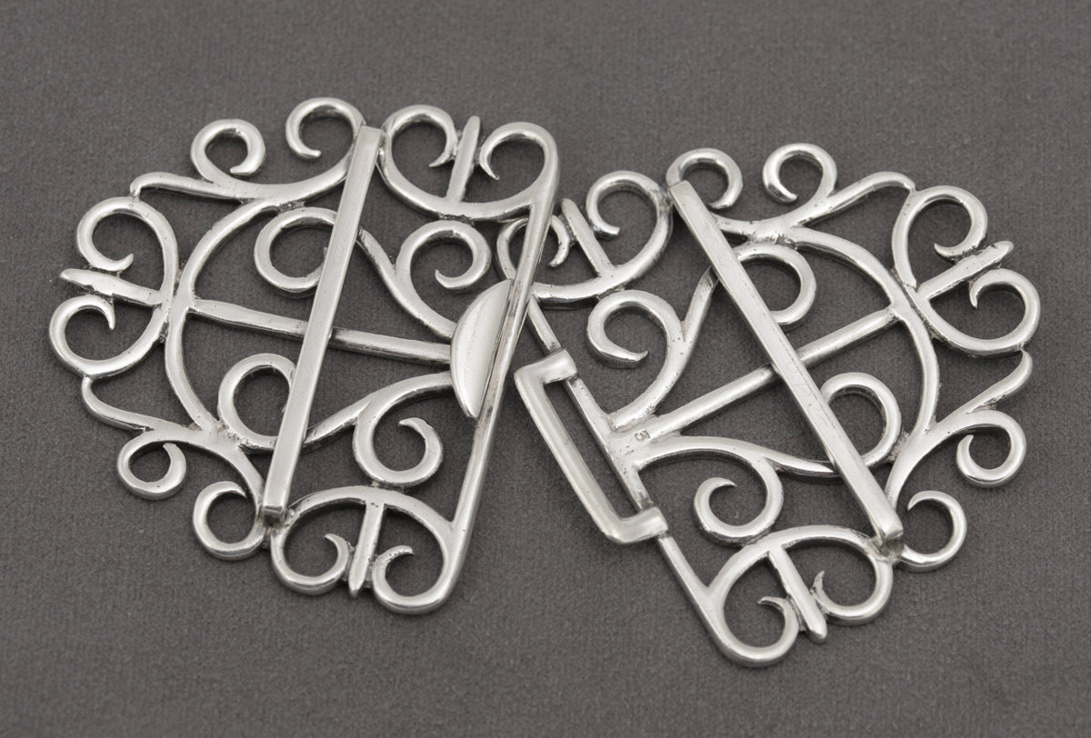 Antique Victorian Sterling Silver Wire Work Nurses Buckle Large / Heavy (B2421)