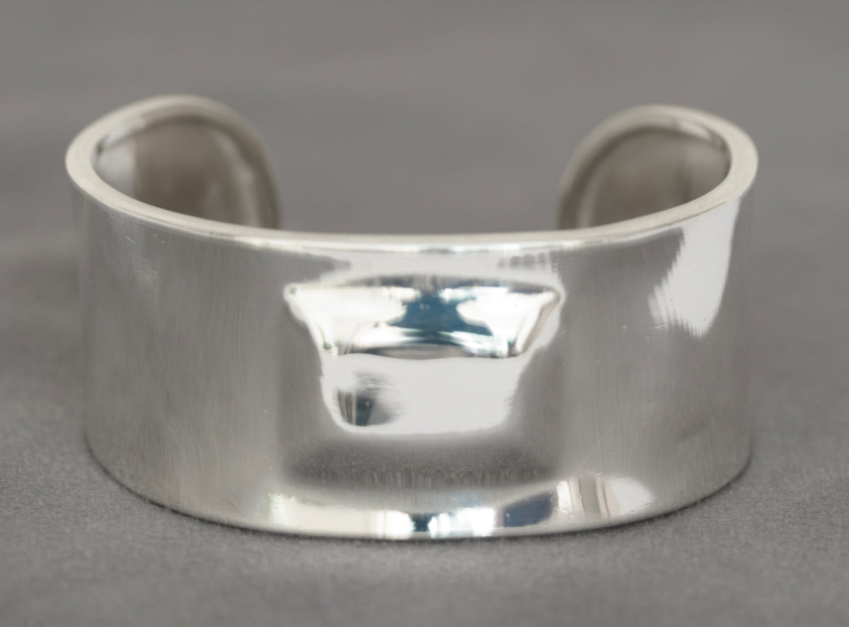 Large Vintage Sterling Silver Cuff Bangle Birmingham Hallmark 1980s Retro (B2427)