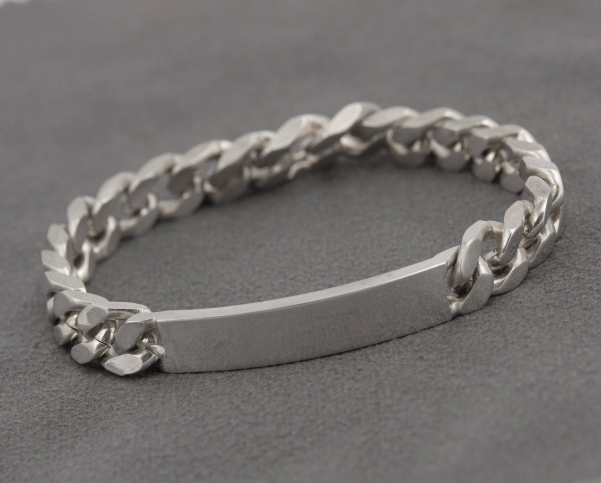 Vintage Ladies/Teens Sterling Silver Curb Chain Identity ID Bracelet Hallmarked (B2428)