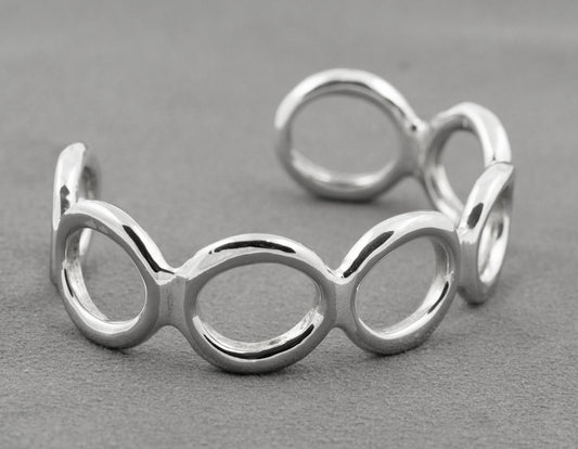 Vintage 925 Sterling Silver Heavy Loop Bangle Bracelet Hand Made 1980's (B2431)