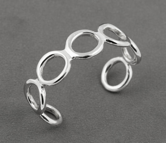 Vintage 925 Sterling Silver Heavy Loop Bangle Bracelet Hand Made 1980's (B2431)