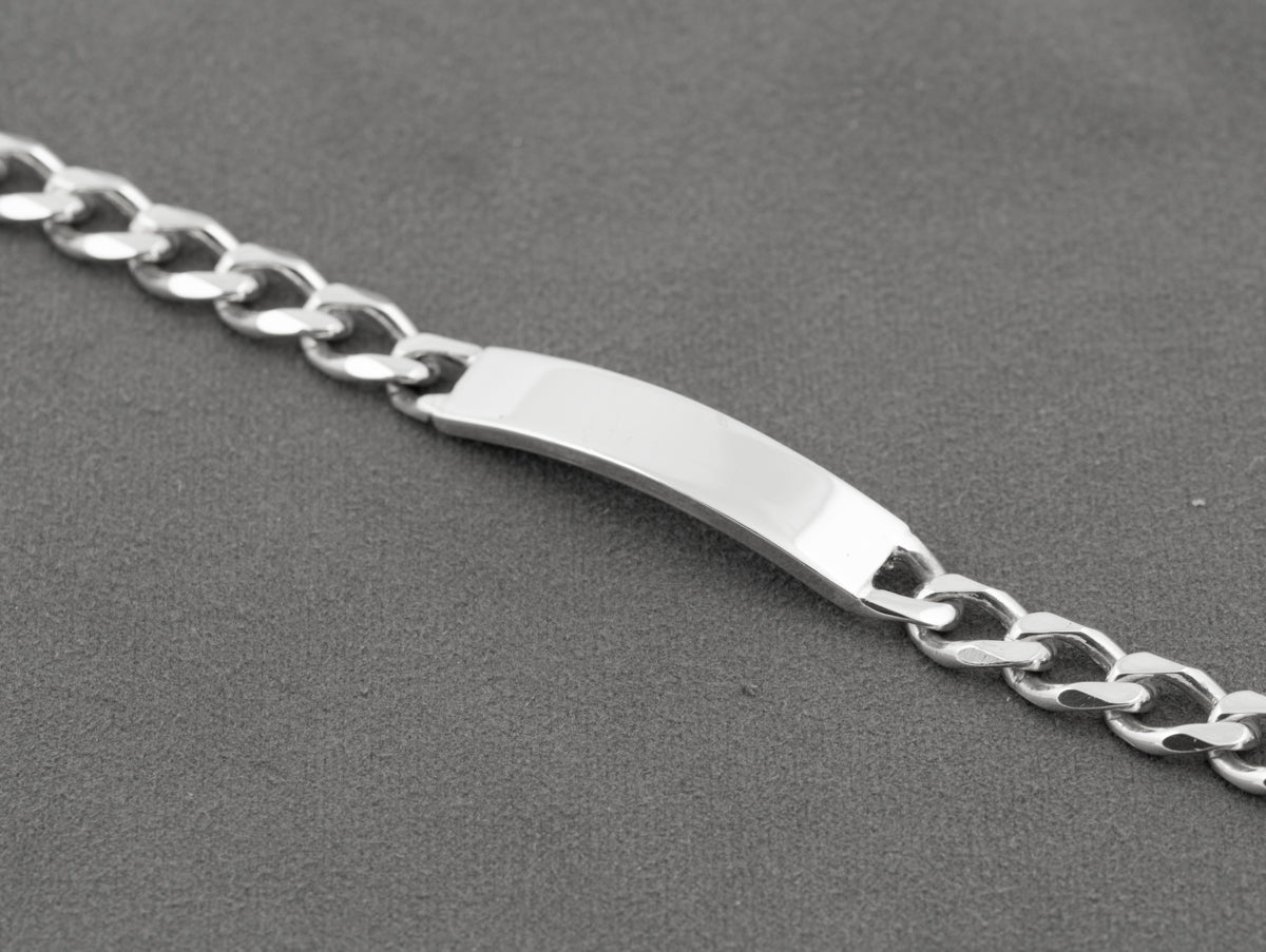 Vintage Sterling Silver Curb Chain Identity Bracelet Large Men's Hallmarked 1999 (B2433)