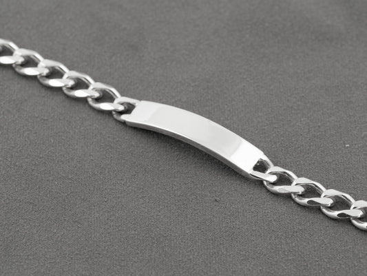Vintage Large 925 Sterling Silver Curb Chain Identity Bracelet Hallmarked 1999 (B2433)