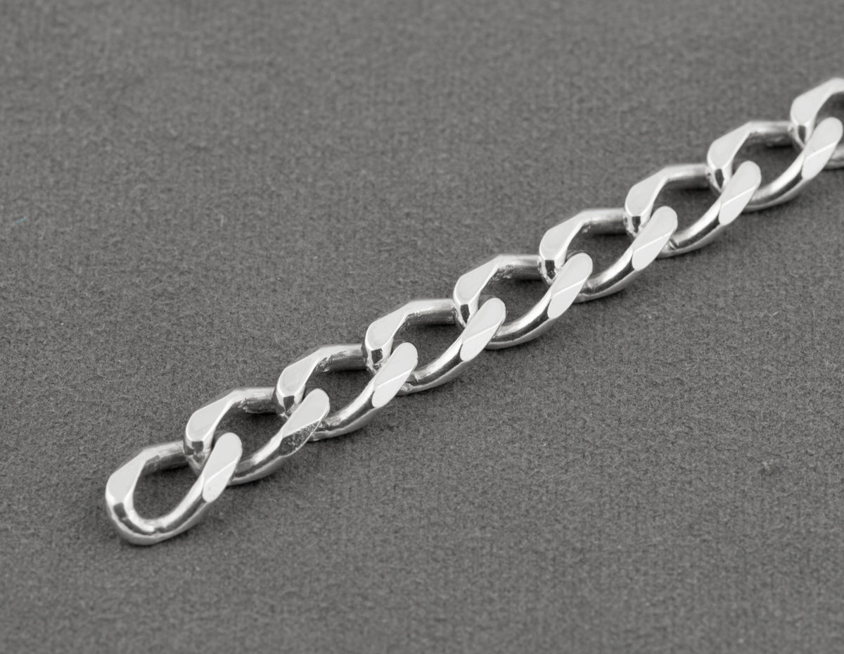 Vintage Sterling Silver Curb Chain Identity Bracelet Large Men's Hallmarked 1999 (B2433)