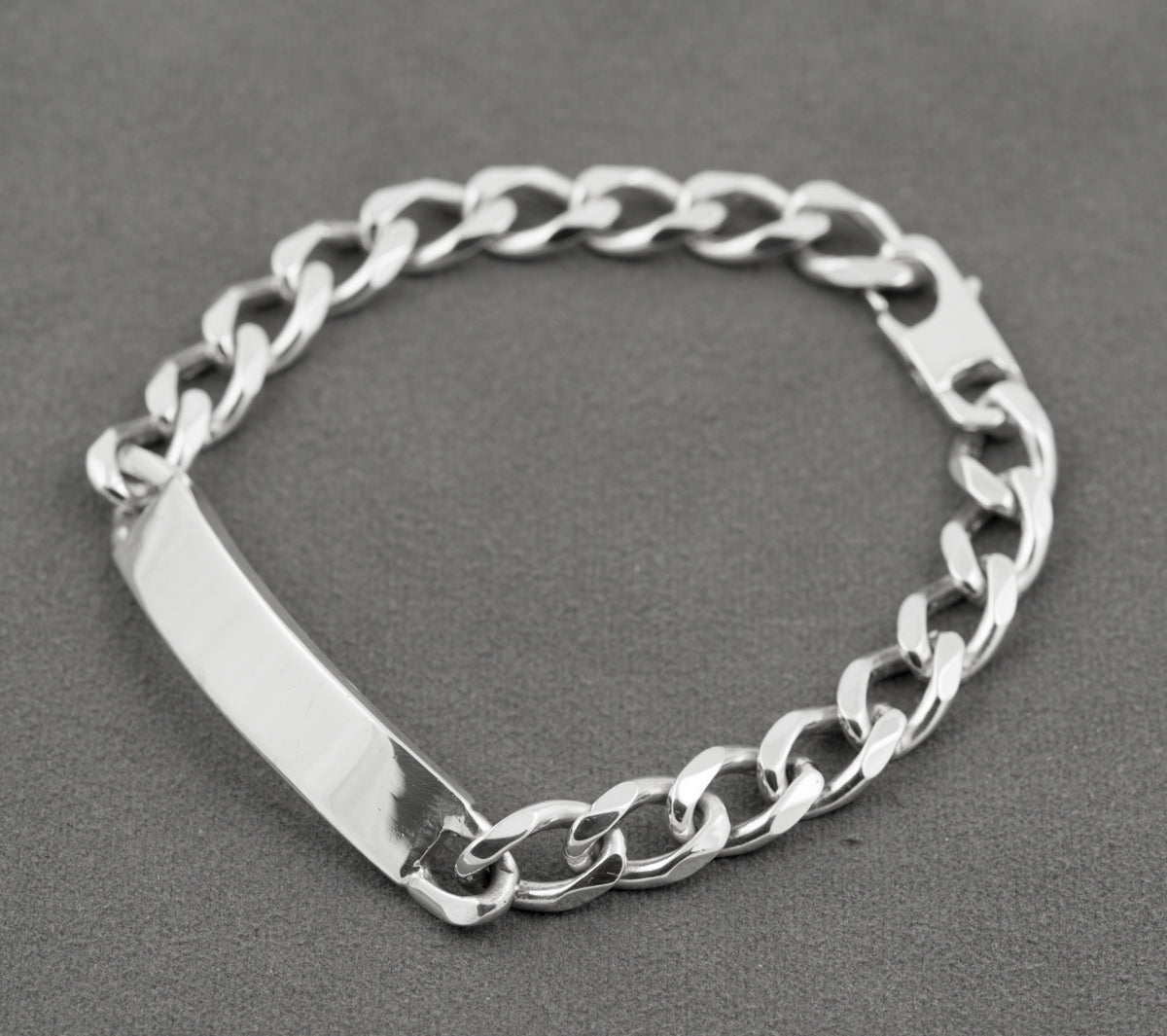 Vintage Sterling Silver Curb Chain Identity Bracelet Large Men's Hallmarked 1999 (B2433)