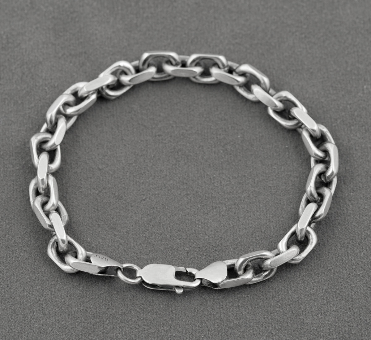 Vintage Italian Sterling Silver Chunky Facet Link Men's Bracelet Hallmarked(B2435)