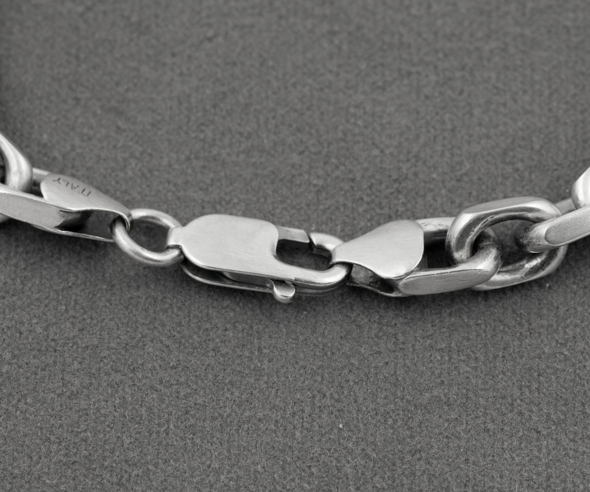 Vintage Italian Sterling Silver Chunky Facet Link Men's Bracelet Hallmarked(B2435)