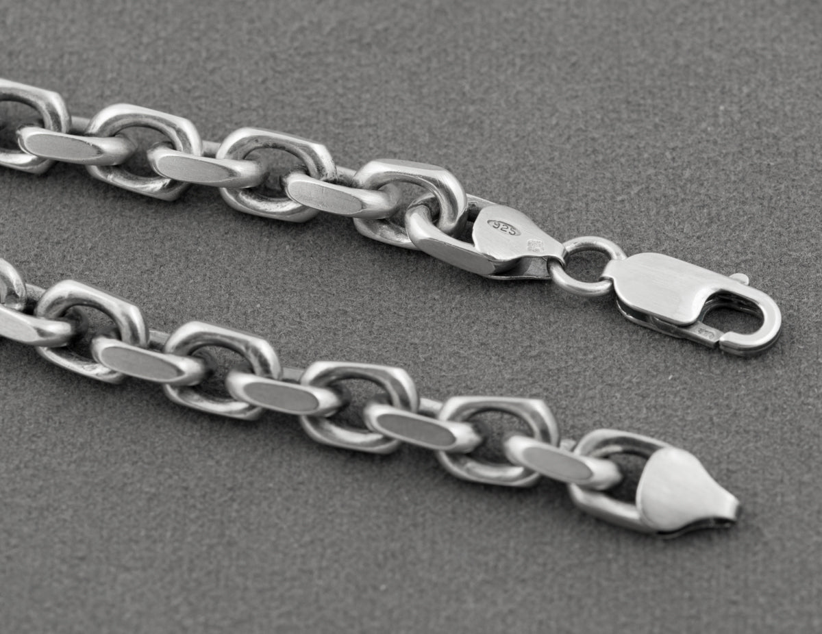 Vintage Italian Sterling Silver Chunky Facet Link Men's Bracelet Hallmarked(B2435)