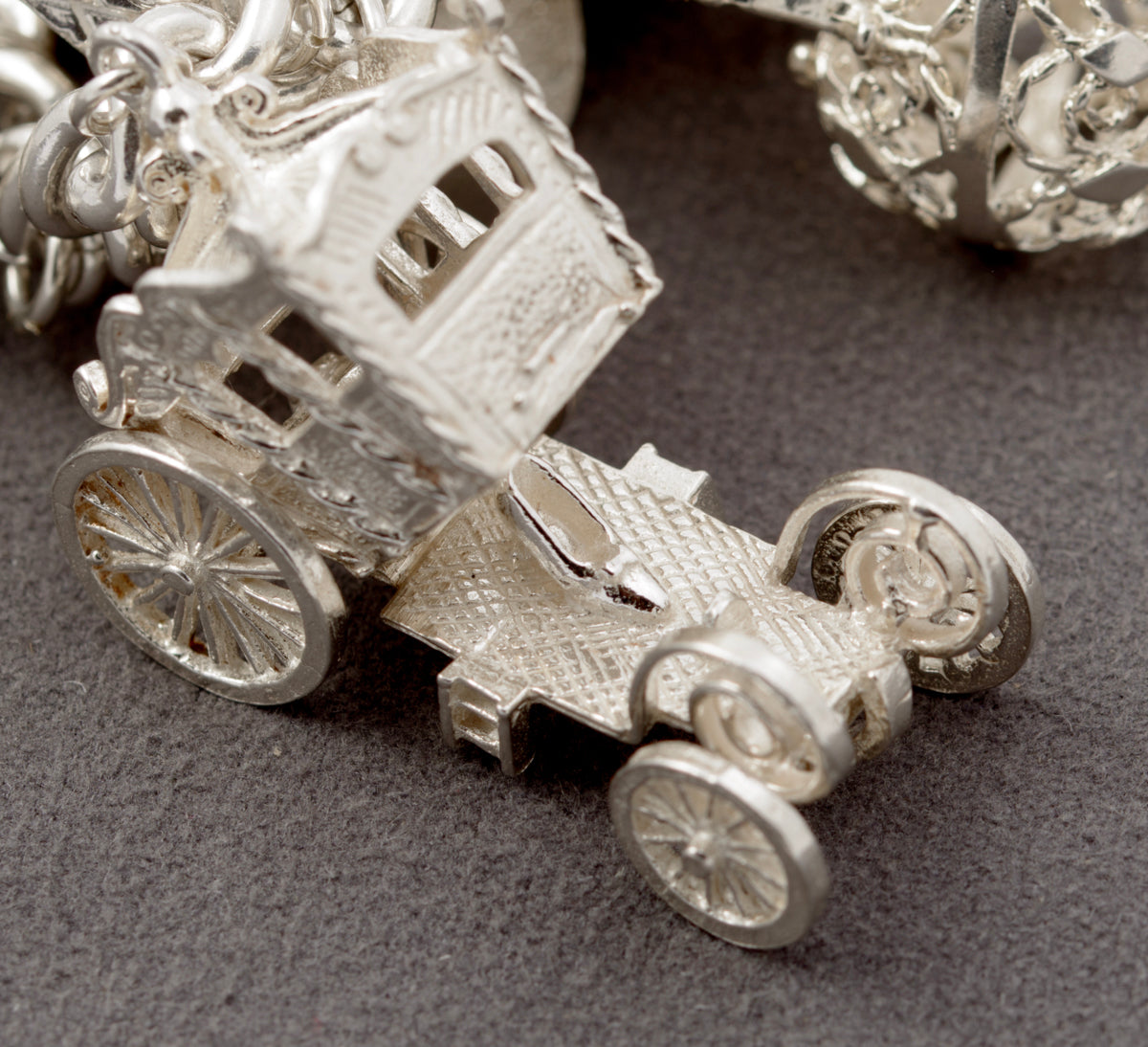 Vintage Sterling Silver Charm Bracelet Large Chunky Charms Hallmarked 1966 (B2438)