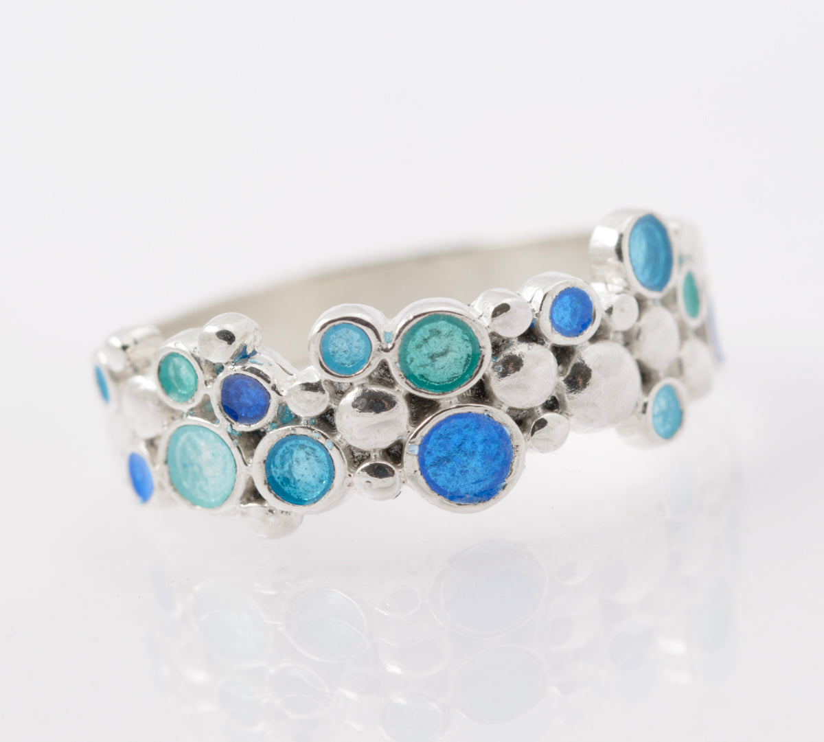 Malcolm Gray For Ortak Jewellery Drofn 925 Sterling Silver & Enamel Ring (B2441)