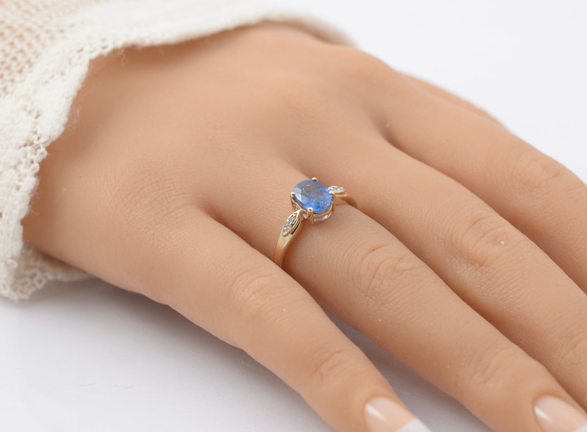 9ct Yellow Gold & 1.33 Carat Natural Royal Blue Sapphire Gemstone Ring Size N1/2 (B2444)