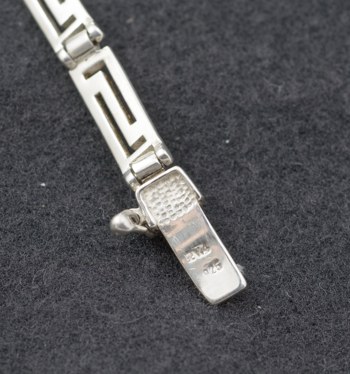Vintage Mexican Sterling Silver Graduated Panel Greek Key Necklace (B2447)