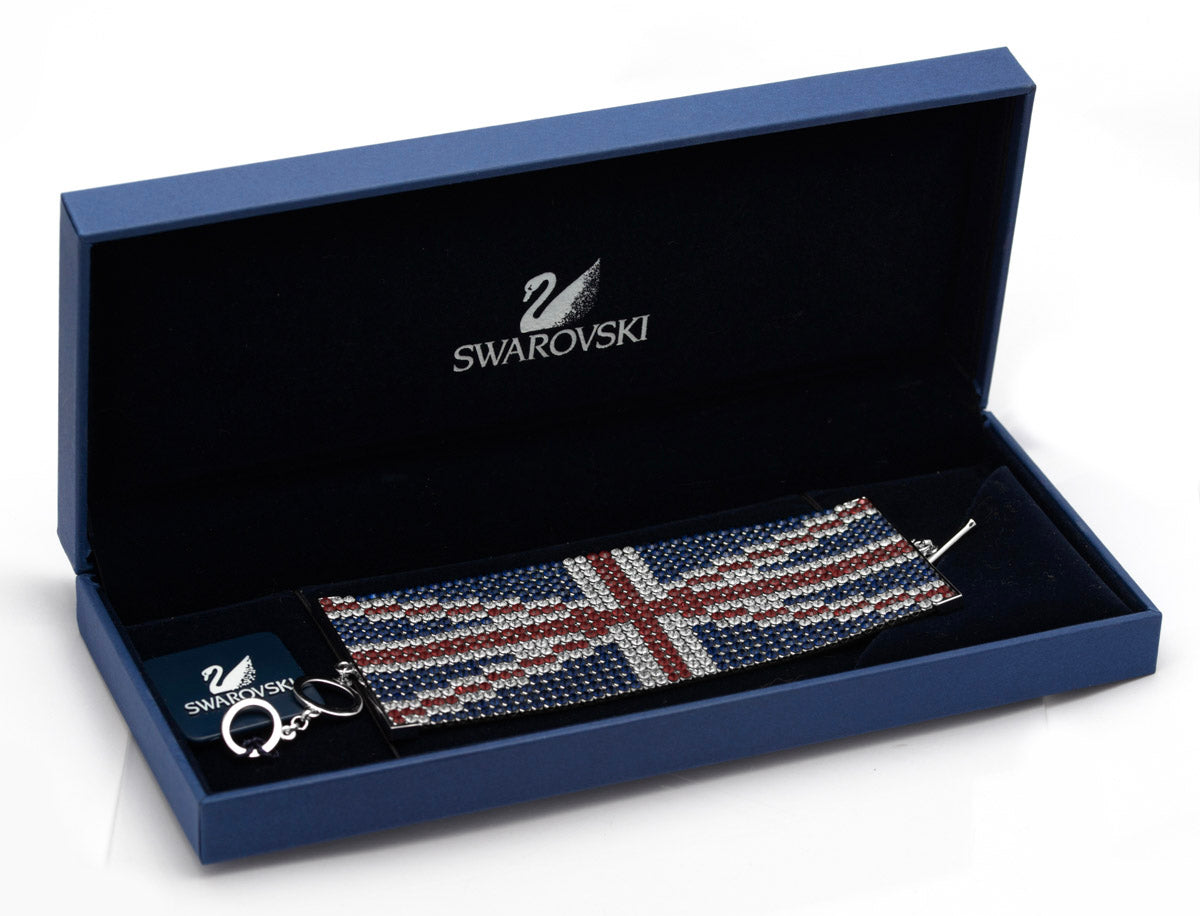 Swarovski Crystal Large Union Jack Cuff Bracelet Original Box /Certificate /Tag (B2450)