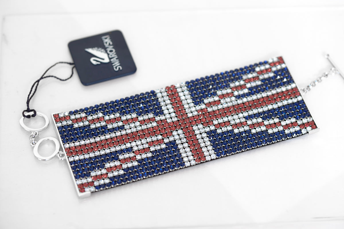 Swarovski Crystal Large Union Jack Cuff Bracelet Original Box /Certificate /Tag (B2450)