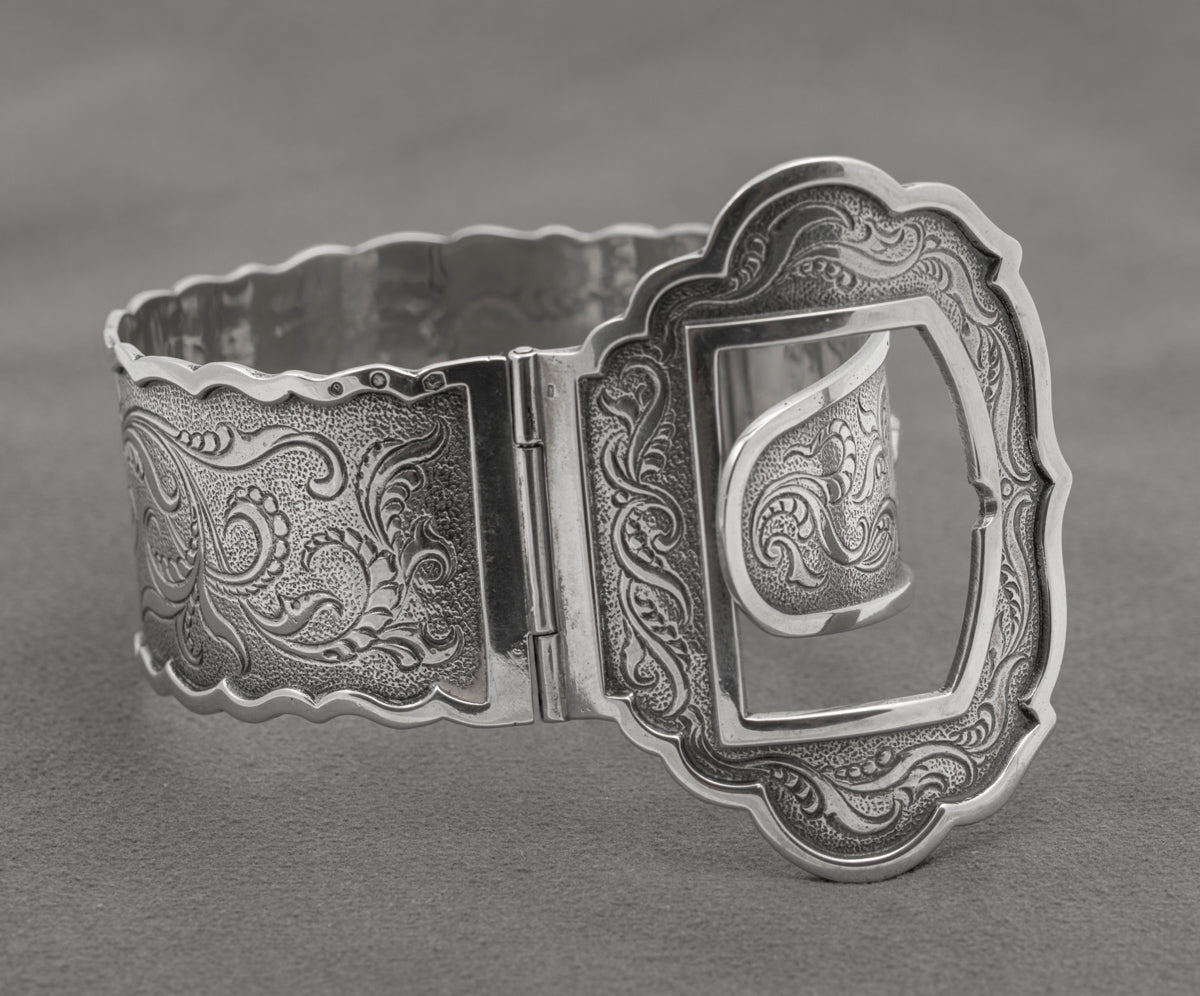 Vintage Dutch .833 Silver Fabulous Buckle Bangle/Bracelet Amsterdam Marks (B2453)