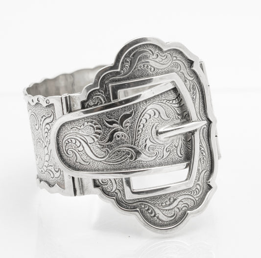Vintage Dutch .833 Silver Fabulous Buckle Bangle/Bracelet Amsterdam Marks (B2453)
