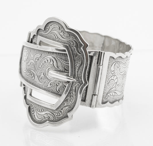 Vintage Dutch .833 Silver Fabulous Buckle Bangle/Bracelet Amsterdam Marks (B2453)