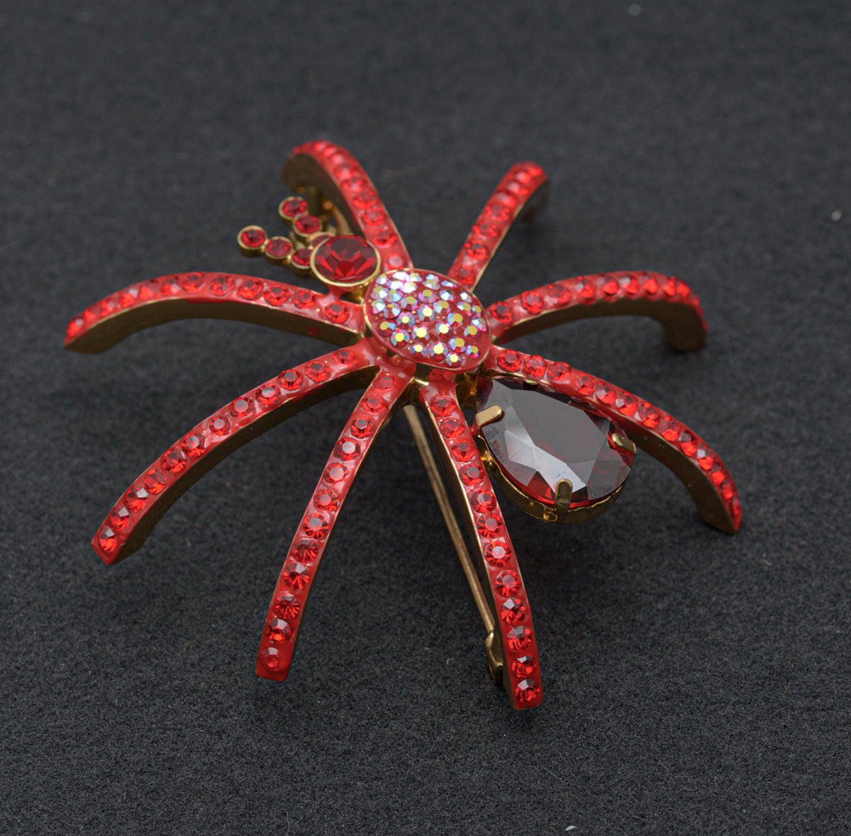 Butler & Wilson Large Red Crystal Spider Brooch Pin - Boxed (B2461)