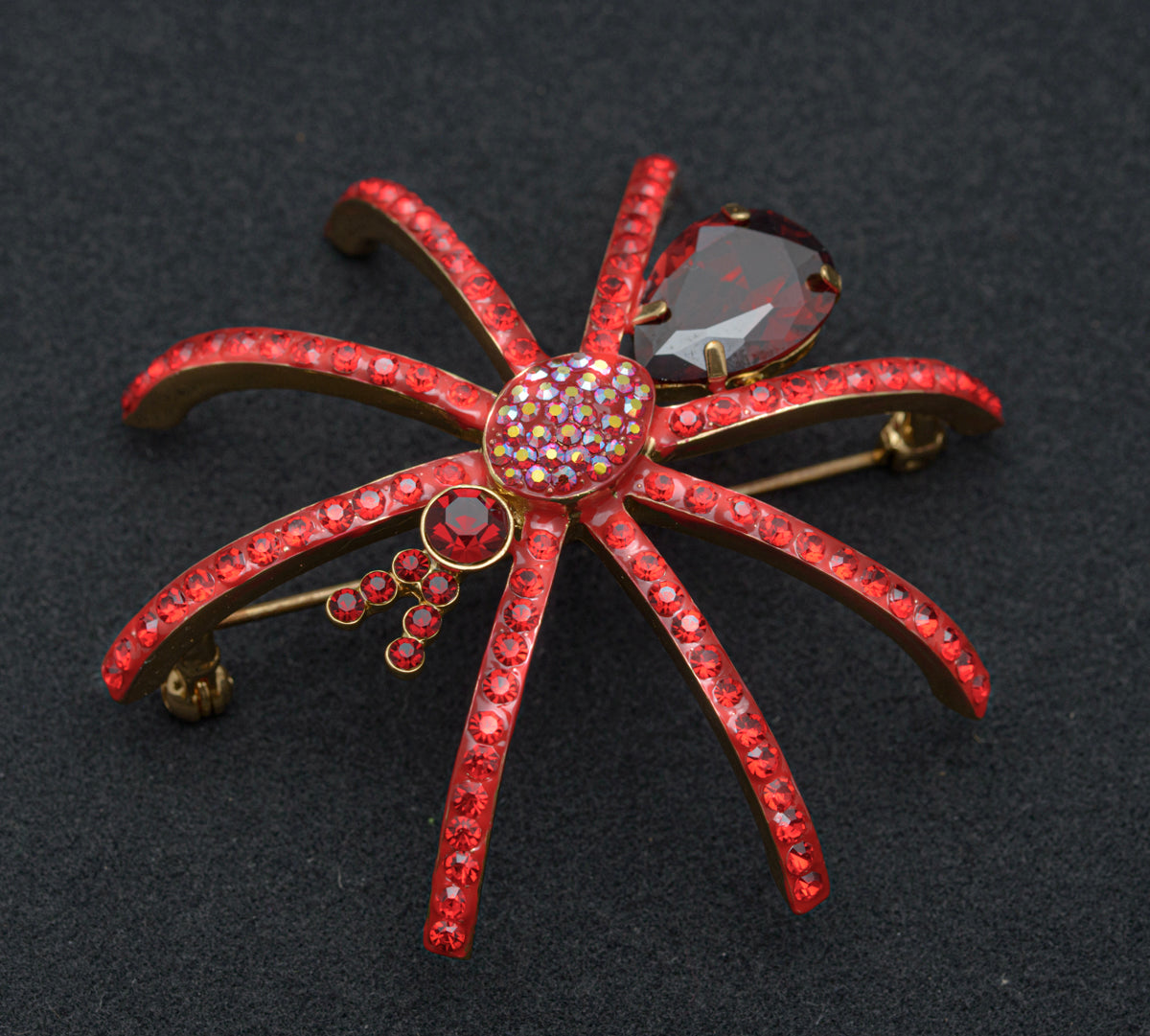 Butler & Wilson Large Red Crystal Spider Brooch Pin - Boxed (B2461)