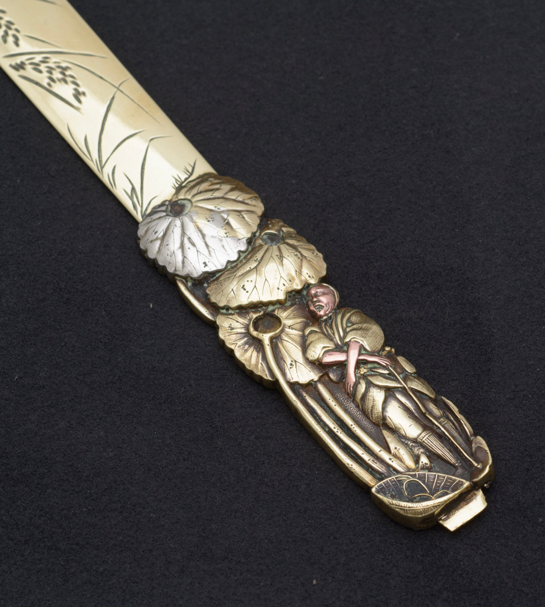 Antique Japanese Page Turner Brass & Mixed Metal Meiji Period c.1900 (B2464)