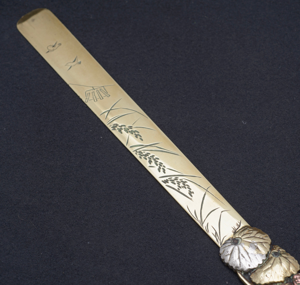 Antique Japanese Page Turner Brass & Mixed Metal Meiji Period c.1900 (B2464)