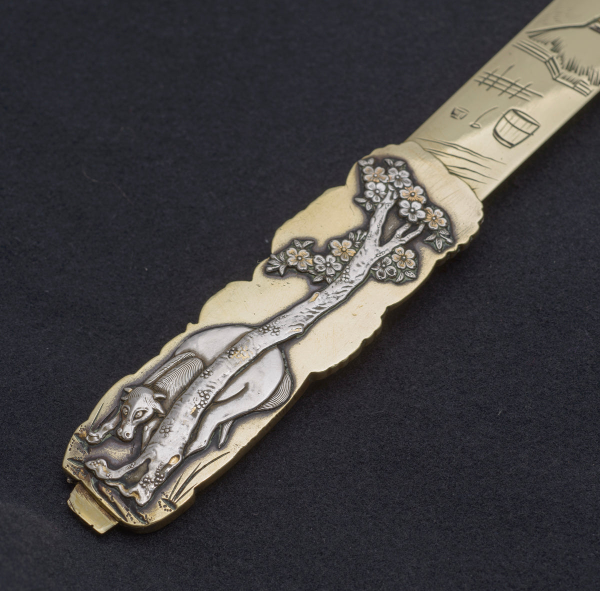 Antique Japanese Page Turner Brass & Mixed Metal Meiji Period c.1900 (B2464)