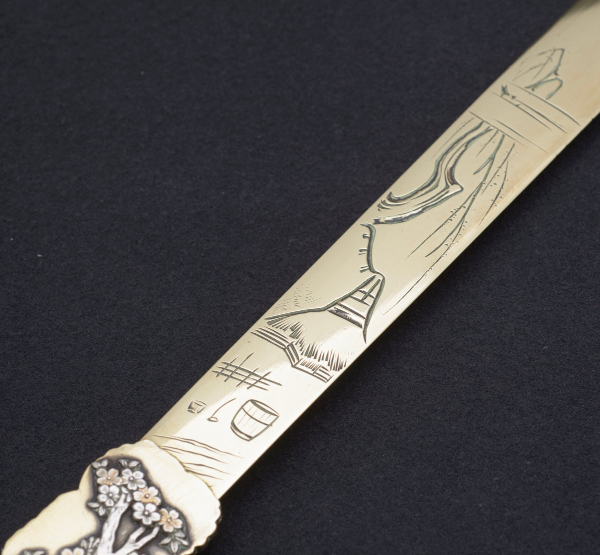Antique Japanese Page Turner Brass & Mixed Metal Meiji Period c.1900 (B2464)