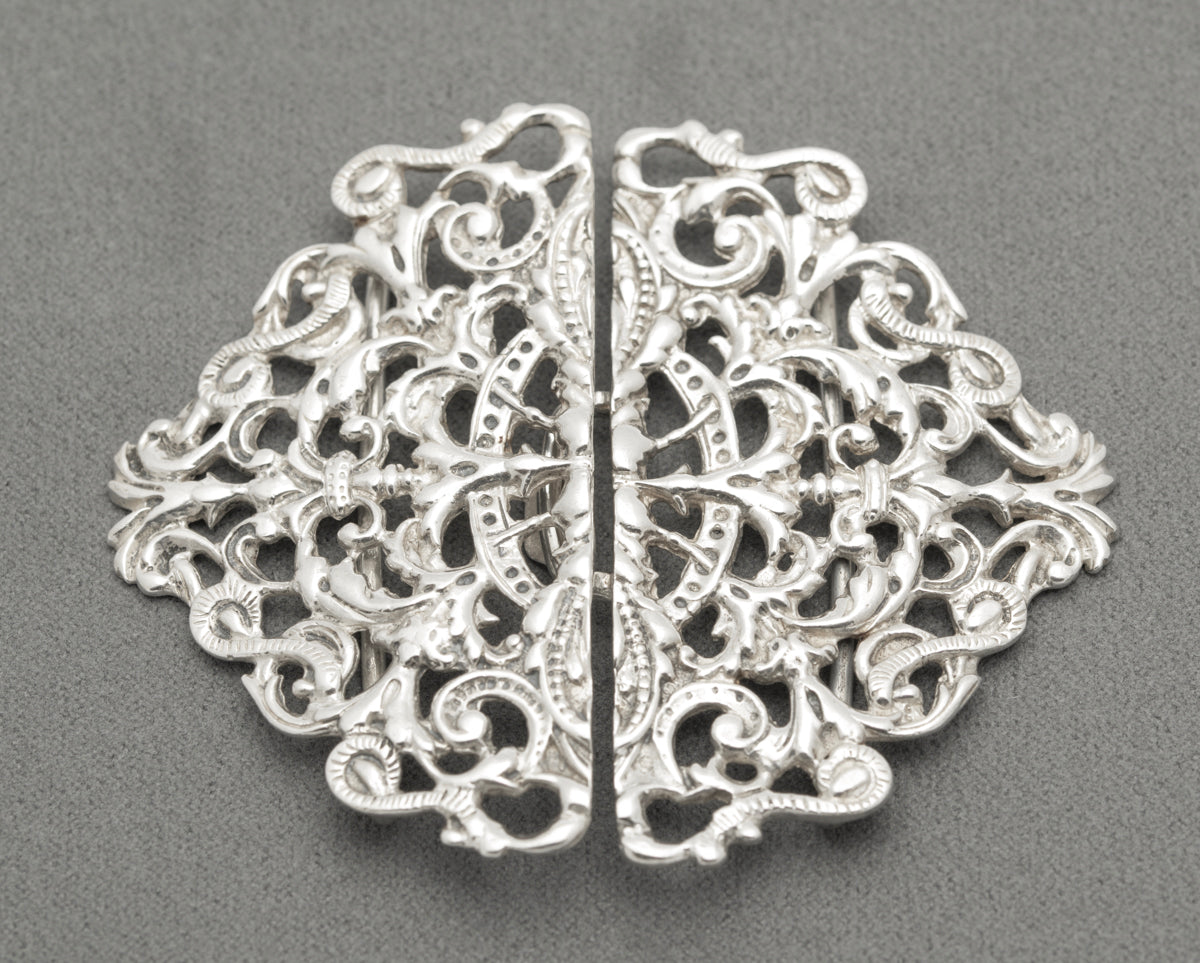 Vintage Hallmarked 1991 Sterling Silver Nurses Buckle Baroque Design (B2468)