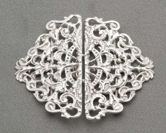 Vintage Hallmarked 1991 Sterling Silver Nurses Buckle Baroque Design (B2468)