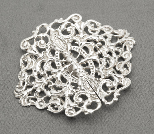Vintage Hallmarked 1991 Sterling Silver Nurses Buckle Baroque Design (B2468)