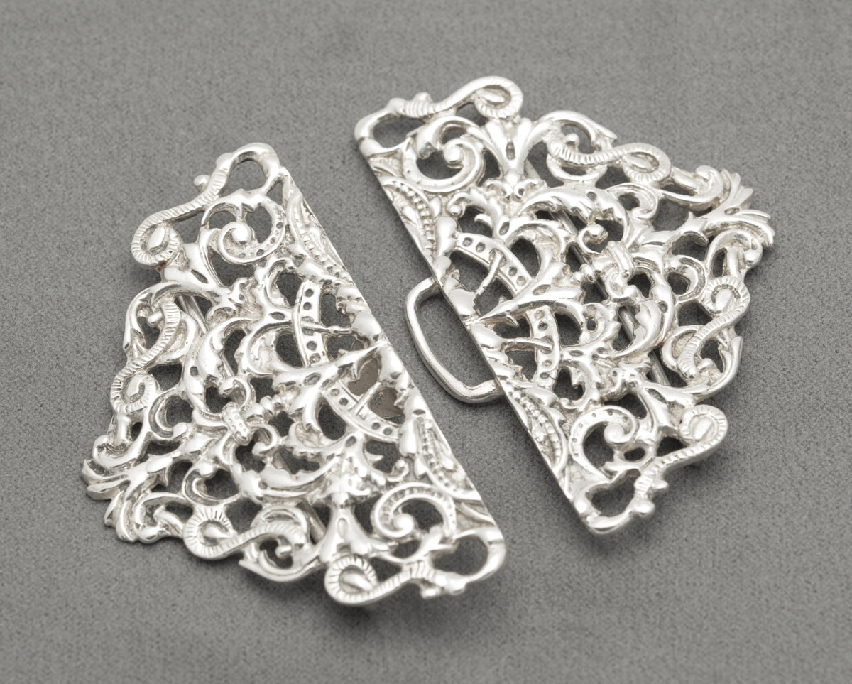 Vintage Hallmarked 1991 Sterling Silver Nurses Buckle Baroque Design (B2468)