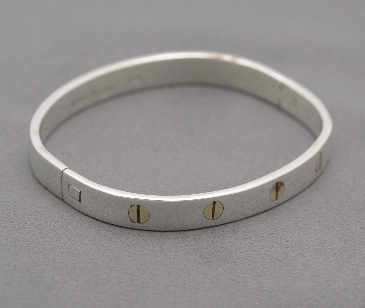 Vintage Mexican 925 Sterling Silver Bangle Bracelet Screw Head Design (B2469)