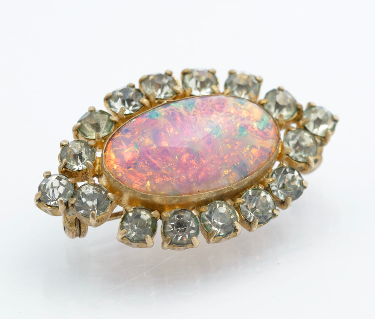 Vintage Czech Art Deco Dragons Eye Brooch Pin With Dragons Breath Opal (B2479)