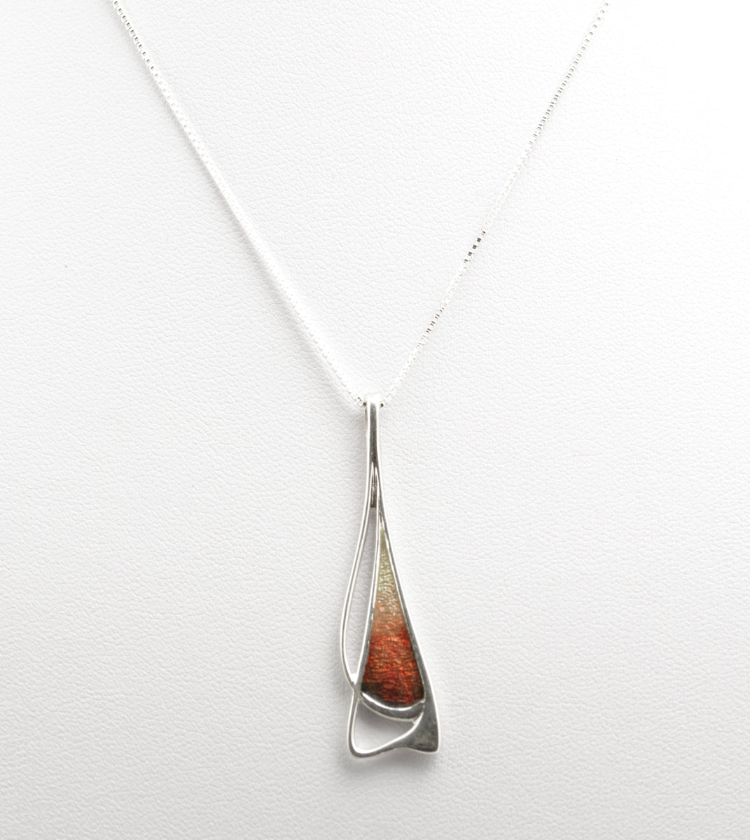 Sterling Silver & Enamel Pendant Necklace By Malcolm Gray For Ortak Jewellery (B2483)