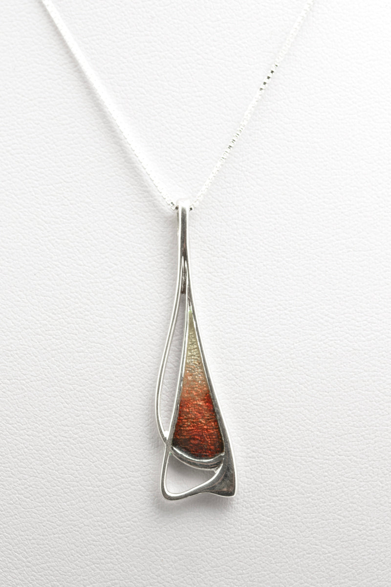 Sterling Silver & Enamel Pendant Necklace By Malcolm Gray For Ortak Jewellery (B2483)