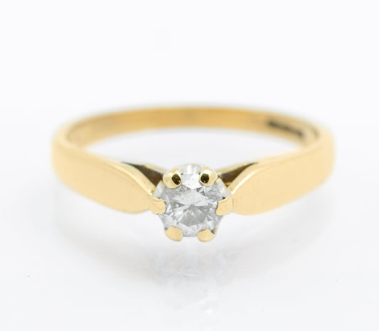 Vintage 9ct Gold Hallmarked Natural Diamond Solitaire Ring 0.25 Carats (B2486)