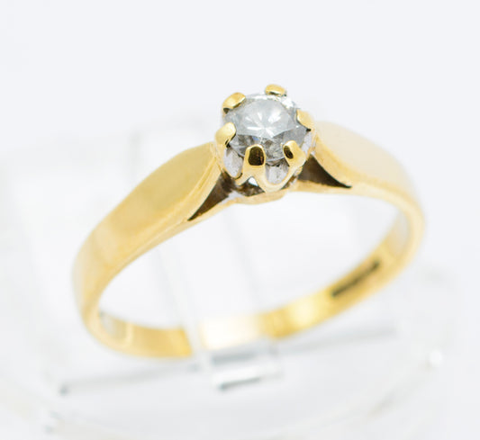 Vintage 9ct Gold Hallmarked Natural Diamond Solitaire Ring 0.25 Carats (B2486)