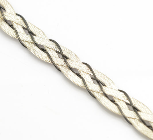 Vintage Italian Sterling Silver Flat Snake Chain Bracelet Intertwined Hallmarked (B2493)