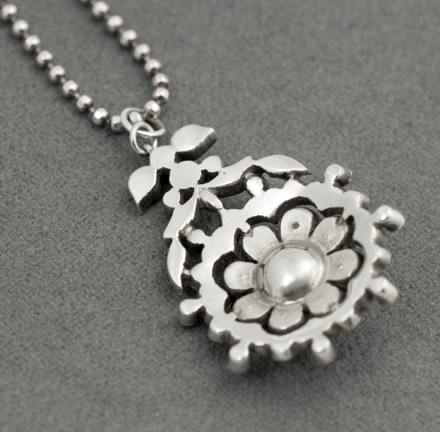 Antique Georgian Sterling Silver & Paste Glass Pendant With Later Chain Necklace (B2522)
