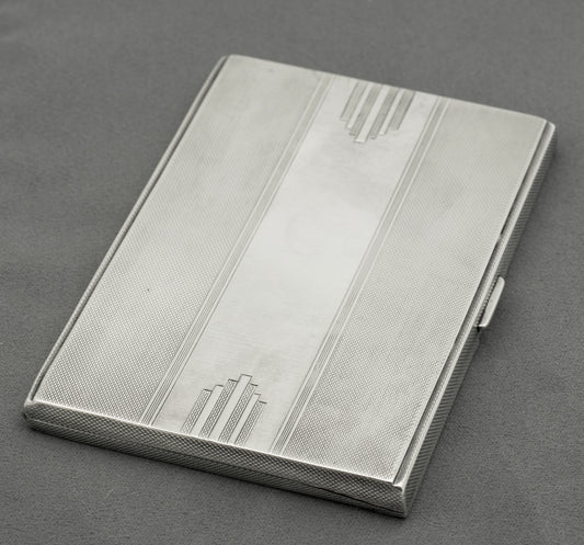 Art Deco Walker & Hall Sterling Silver Manhattan Large/Heavy Cigarette Case (B2550)