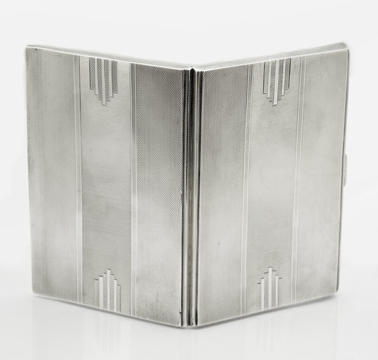 Art Deco Walker & Hall Sterling Silver Manhattan Large/Heavy Cigarette Case (B2550)