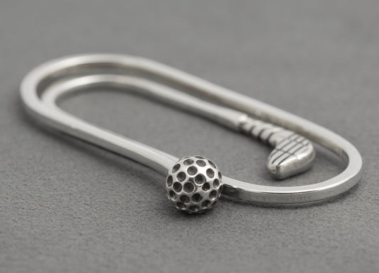 Vintage 925 Sterling Silver Novelty Money Clip Golf Club and Paperclip Design (B2581)