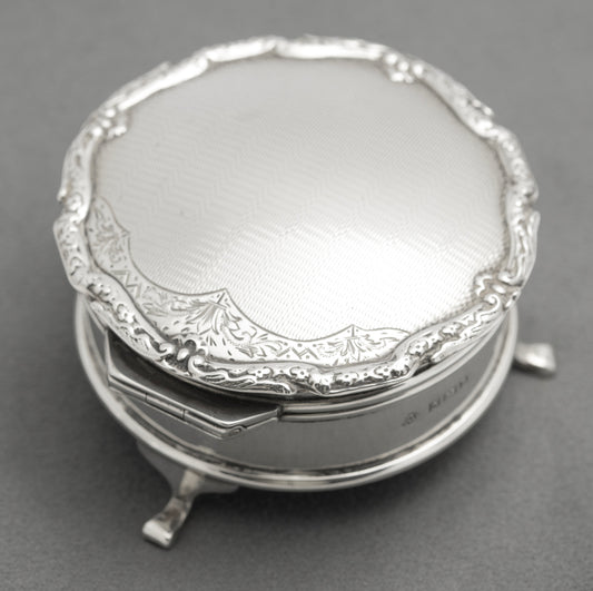 Vintage Sterling Silver Trinket Box Engine Turned Adie Brothers Hallmarked 1964 (B2585)