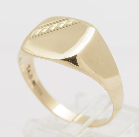 Vintage Men's 9ct Gold Traditional Signet Ring Size W Sheffield Hallmark (B2601)