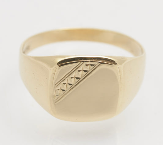 Vintage Men's 9ct Gold Traditional Signet Ring Size W Sheffield Hallmark (B2601)